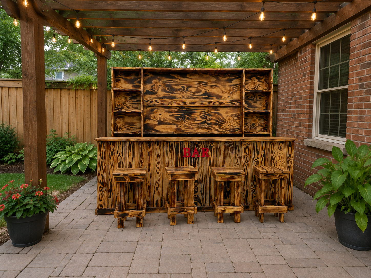 Hancrafted 10Ft Burnt-wood Bar