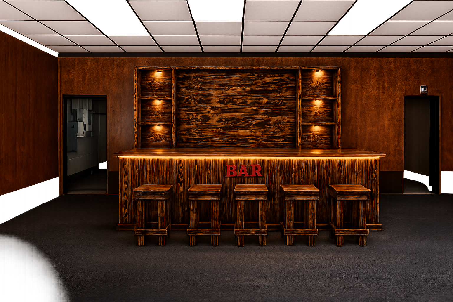 Hancrafted Rustic 12Ft Custom BAR with Stools