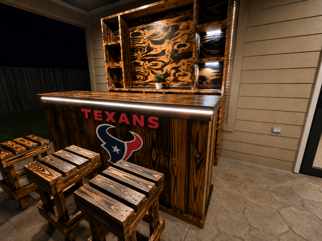 10ft Handcrafted burnt-wood rustic BAR